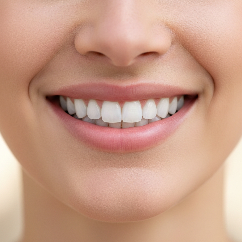 Close-up of a bright, healthy, natural-looking smile