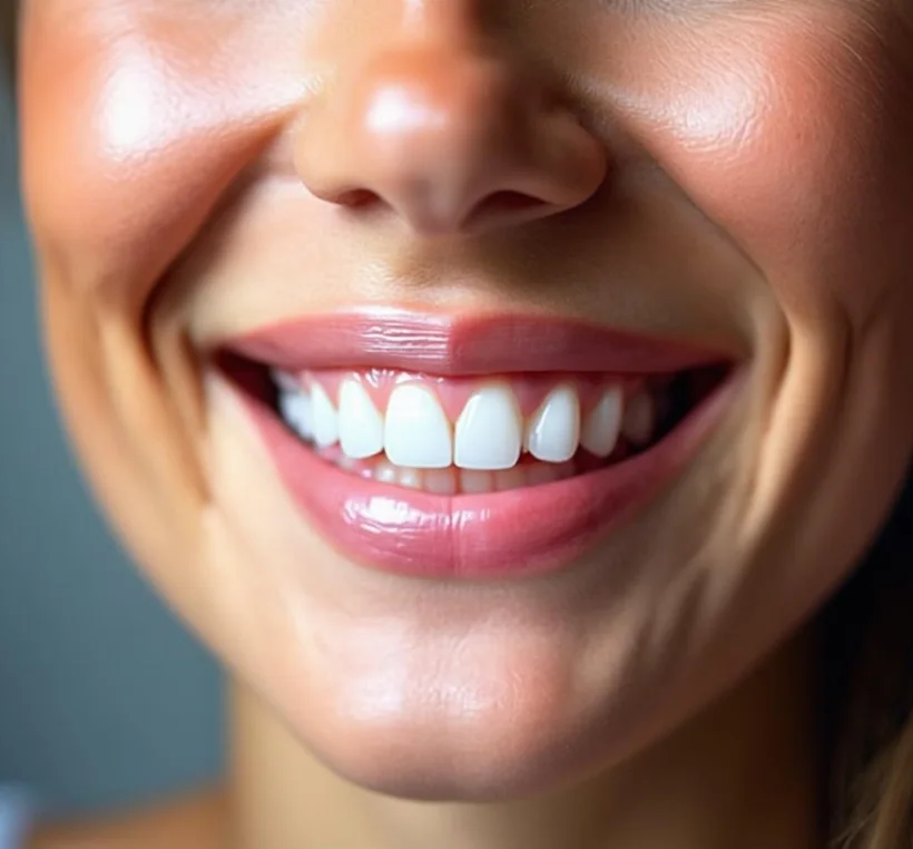 A bright, healthy and confident smile in close-up